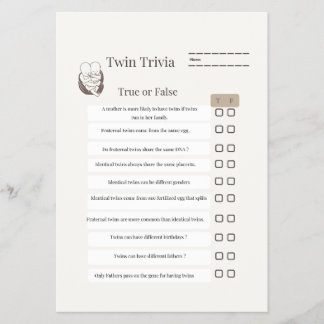 : Juego Twin Baby Shower Trivia - Con Hoja De Resp