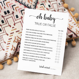 Juego verdadero o falso con la tarjeta Baby Shower