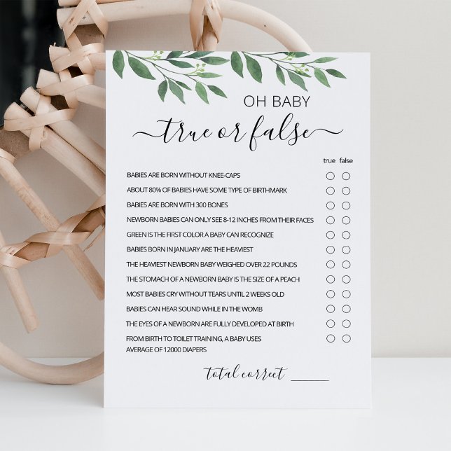 Juego verdadero o falso con la tarjeta Baby Shower (Subido por el creador)