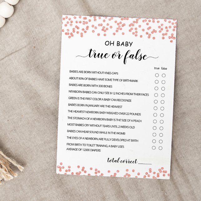 Juego verdadero o falso con la tarjeta Baby Shower (Subido por el creador)