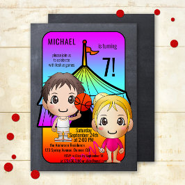 Juegos Coloridos Invitación de cumpleaños para niñ