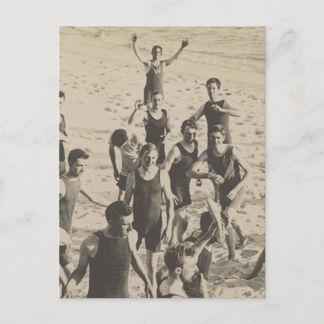 Juegos de bolas en la postal de la playa (Anverso)