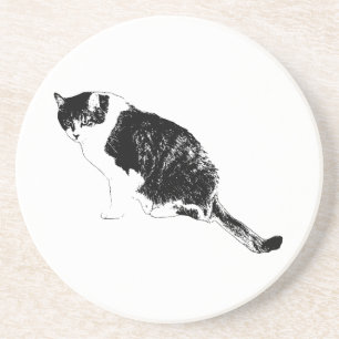 Juegos de posavasos de Contrast Cat Ink dan un amb