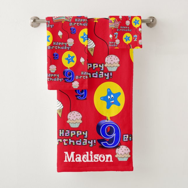 Juegos de toallas, #9 Feliz Noveno Cumpleaños (In situ)