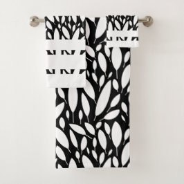 Juegos de toallas botánicas en blanco y negro