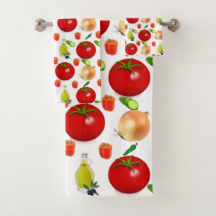 Juegos de toallas de baño de ensalada de tomate