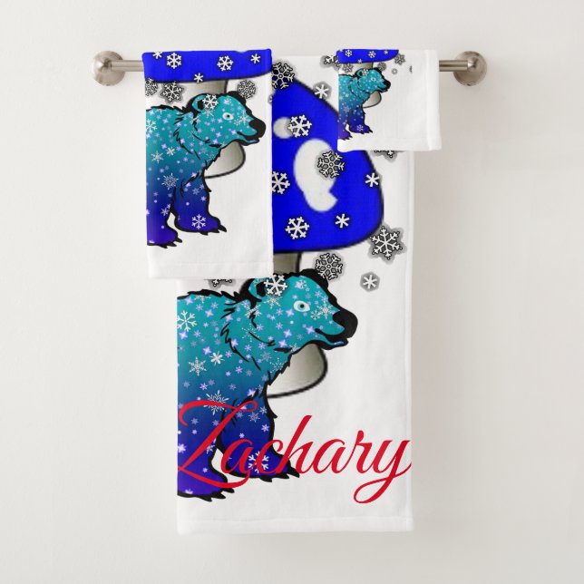 Juegos de toallas de baño de nieve con copos de ni (In situ)