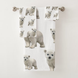 Juegos de toallas de baño de oso polar blanco