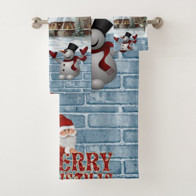 Juegos de toallas de baño para navidades, Feliz Na (In situ)