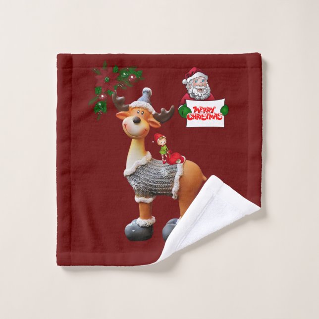 Juegos de toallas de baño para navidades, reno (Toallita)