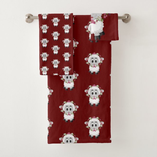 Juegos de toallas de baño para ovejas florales man (In situ)