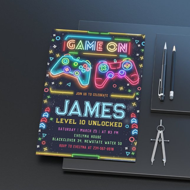 Juegos sobre la invitación a la fiesta de cumpleañ (Games on Glow Birthday Party Invitation)