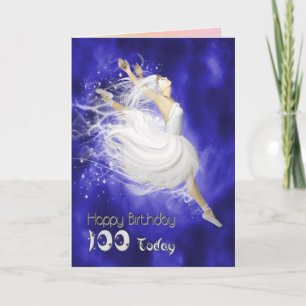Jueves 100 años, bailarina saltando tarjeta de cum