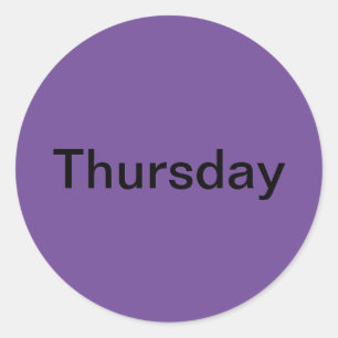 Jueves Día de la Semana Pegatinas Púrpura