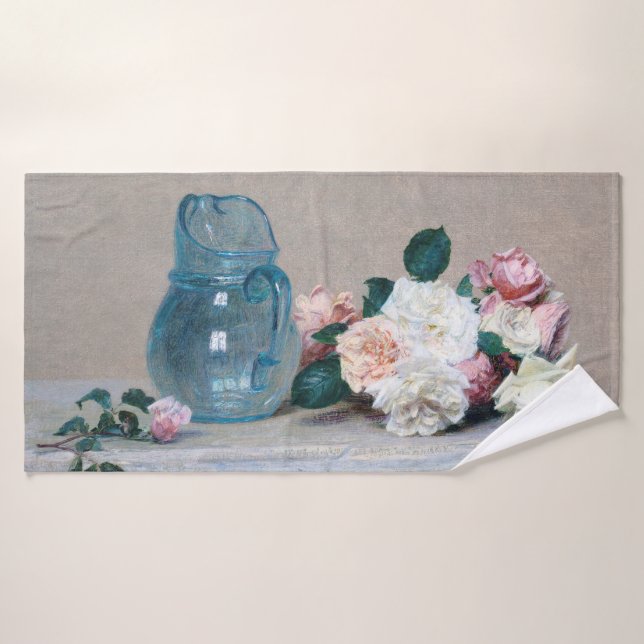 Jug de Rosa y vidrio, Henri Fantin-Latour (Toalla de baño)