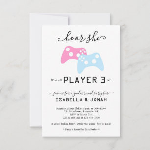 Jugador 3 Videojuego Género Revelar Invitación de 