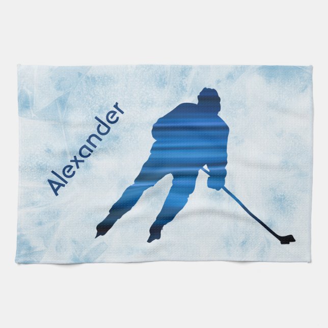 Jugador azul de toalla de patinaje de hockey sobre (Horizontal)