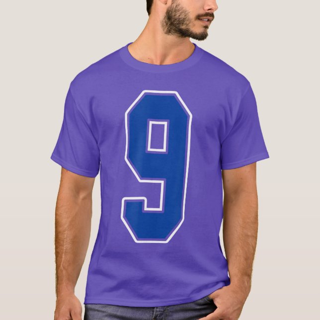 Jugador con Jersey Número 9 Azul Real y Blanco Uni (Anverso)