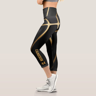 Jugador de baloncesto Black & Gold Capri Leggings