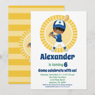 Jugador de béisbol Hispanic Boys Invitación al cum