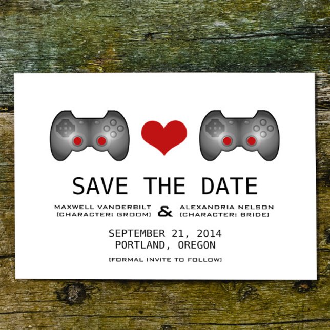 Jugador de Cute Rojo Guardar la invitación de fech (Red Cute Gamer Save the Date Invitation)