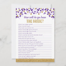 Jugador de ducha de novias Trivia - Purple y Gold