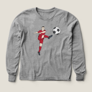 Jugador de Fútbol Retro Pateando Balón en Acción d