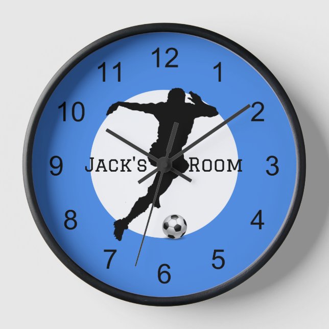 Jugador de fútbol Silhouette reloj de pared de mad (Anverso)
