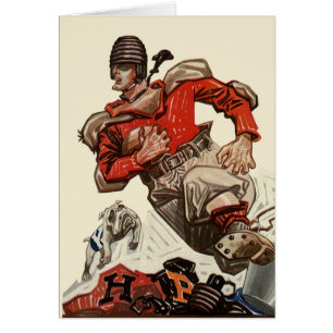 Jugador de fútbol vintage y mascota de Bulldog