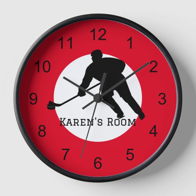 Jugador de hockey Silhouette reloj de pared de mad (Anverso)
