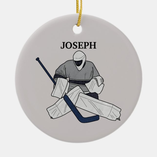 Jugador de hockey sobre hielo Ornamento cerámico i (Frente)