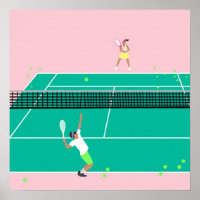 Jugador de partido de tenis de arte moderno Pink G