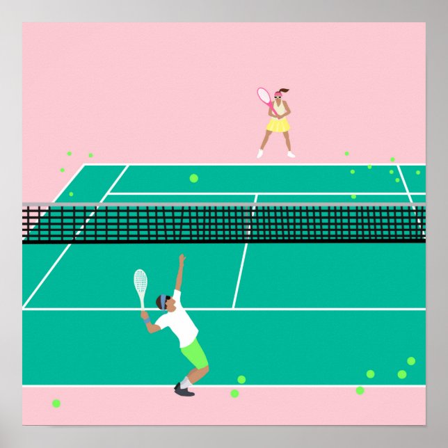 Jugador de partido de tenis de arte moderno Pink G (Frente)