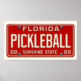 Jugador de Pickleball Arte Retro Placa de Florida