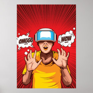 Jugador de Realidad Virtual del Arte de historieta