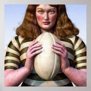 Jugador de rugby de mujer - Impresión de pintura d
