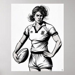 Jugador de rugby femenino - Impresión artística