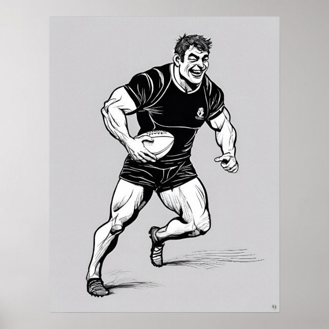 Jugador de rugby - Impresión artística (Frente)