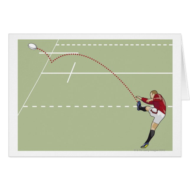 Jugador de rugby pateando la pelota al tacto, punt (Anverso (Horizontal))