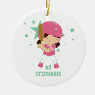 Jugador de softball y ornamento personalizados de