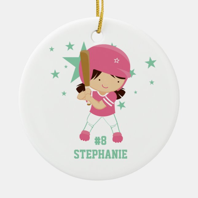 Jugador de softball y ornamento personalizados de (Frente)