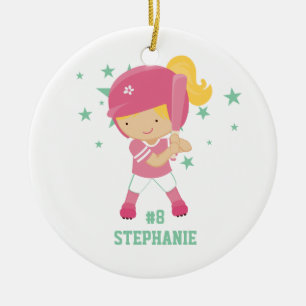 Jugador de softball y ornamento personalizados de