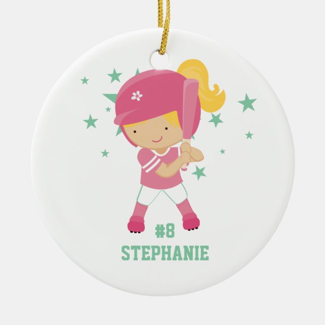 Jugador de softball y ornamento personalizados de (Frente)