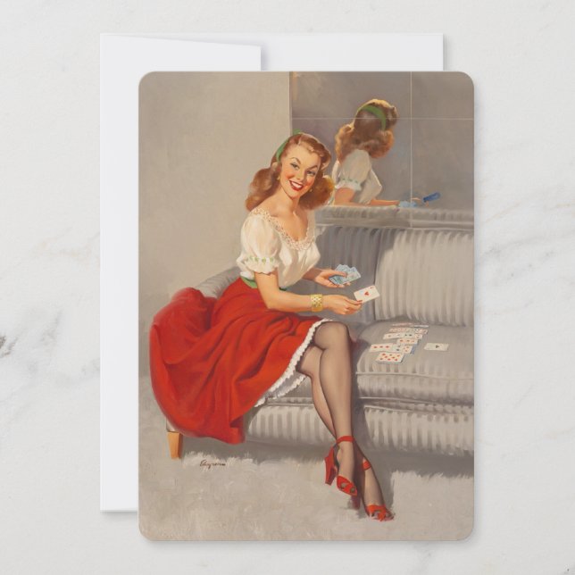 Jugador de tarjetas Gil Elvgren Retro Pin Up Chica (Anverso)