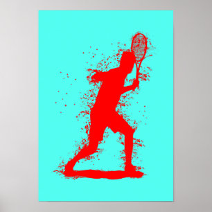 Jugador de Tenis - Arte Acuarela Abstracto