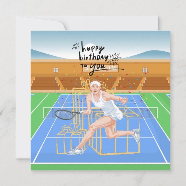 Jugador de tenis con ganas especial de cumpleaños (Anverso)