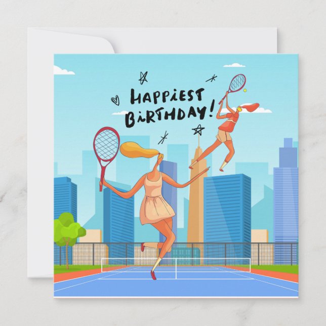 Jugador de tenis con ganas especial de cumpleaños (Anverso)