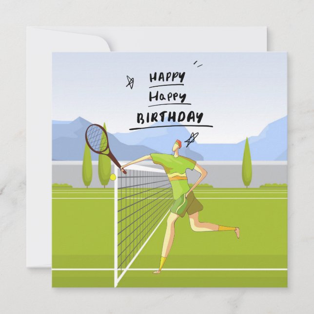 Jugador de tenis con ganas especial de cumpleaños (Anverso)