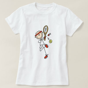 Jugador de tenis con las camisetas y los regalos