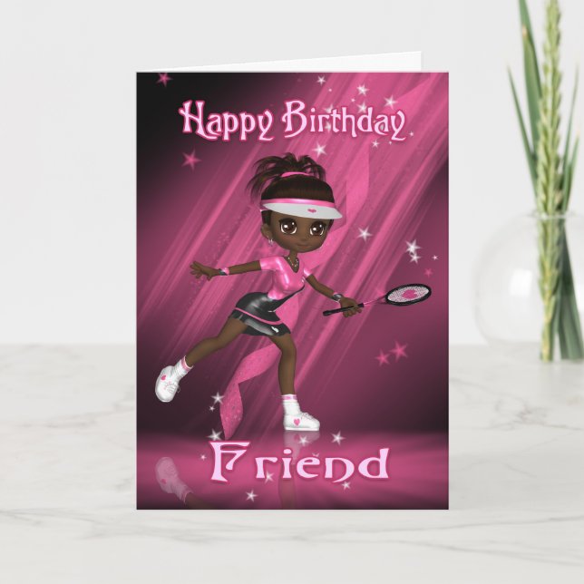 Jugador de tenis con tarjeta de cumpleaños - Afroa (Anverso)